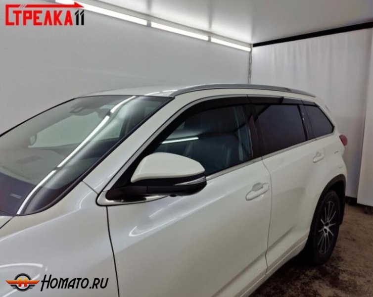 Дефлекторы Toyota Highlander 3 2013-2020 | премиум, плоские, 2D