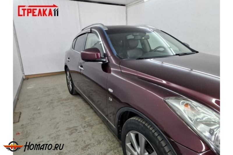 Дефлекторы Infiniti EX / QX50 2007-2018 | с хром молдингом, из 6 частей, премиум, плоские, 2D