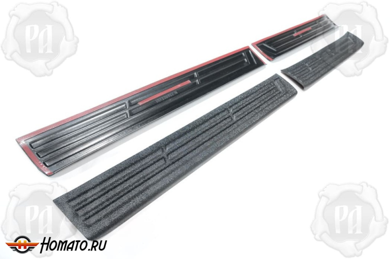 Накладки на внутренние пороги дверей Тойота Хайлюкс 8 2015-2025 | шагрень