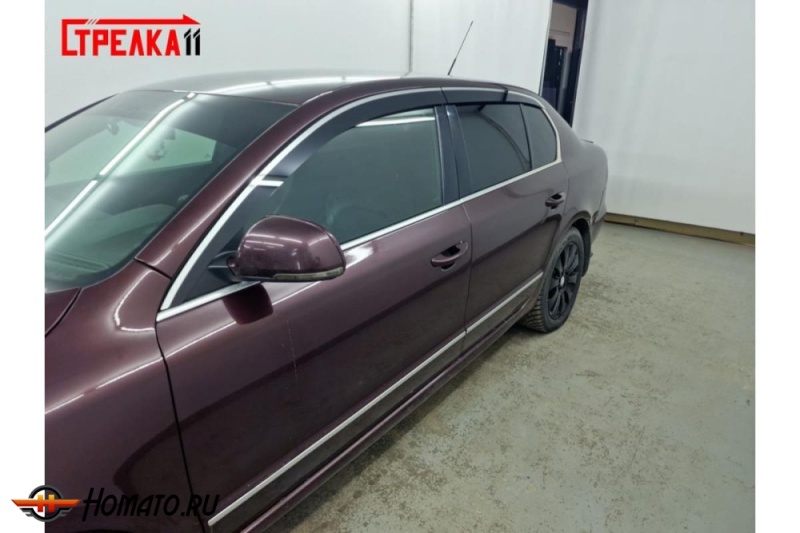 Дефлекторы Skoda Superb 2009-2015 лифтбек | премиум, плоские, 2D