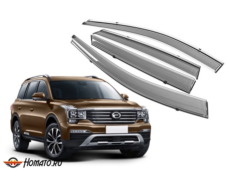 Премиум дефлекторы окон для GAC GS8 1 2016-2022 | с молдингом из нержавейки