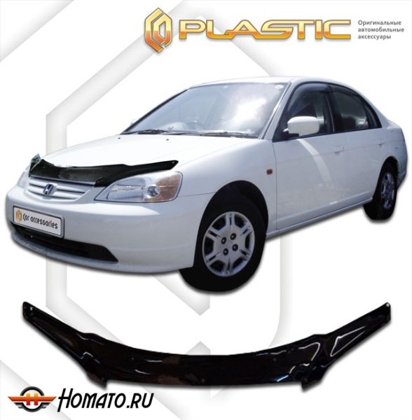 Дефлектор капота Honda Civic 7 седан 2001-2003 (EN2, ES9) | черный