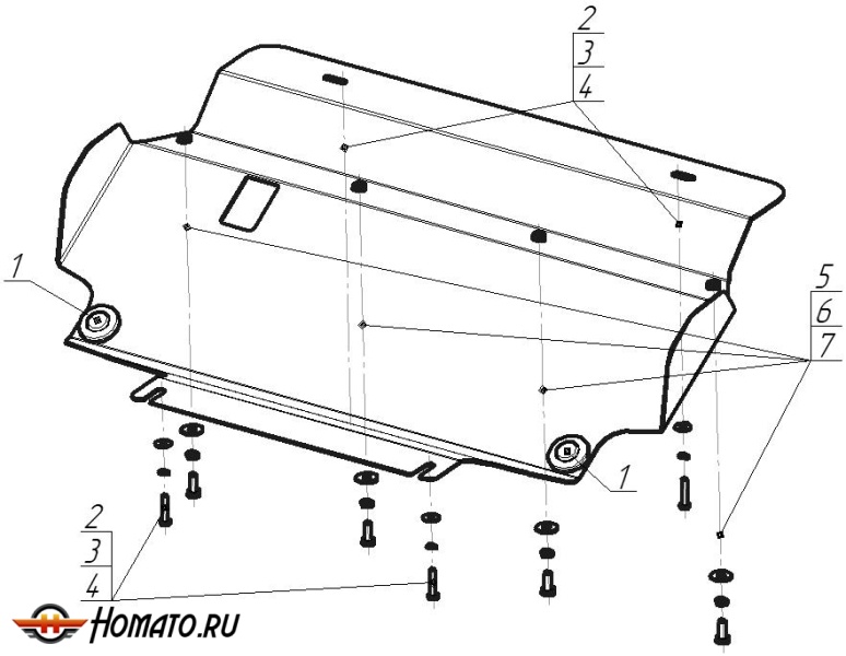 Защита картера Nissan Pathfinder 2010-2014 | радиатор, 2 мм, сталь | MOTODOR | 01448