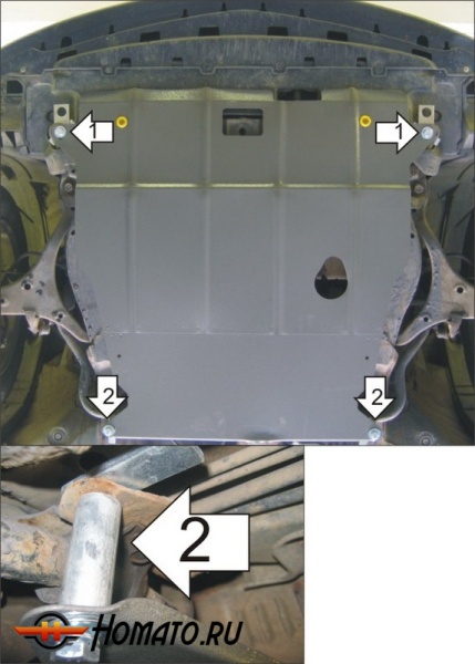 Защита картера Honda Civic 7 2001-2005 | двигатель + КПП, 2 мм, сталь | MOTODOR | 00810