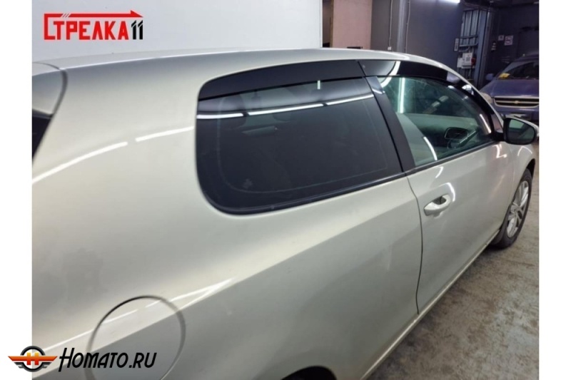 Дефлекторы Volkswagen Golf 6 (3D) 2008-2013 | из 4 частей, премиум, плоские, 2D