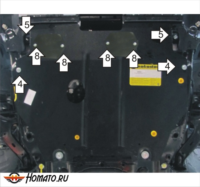 Защита картера Honda CR-V IV 2012-2016 | двигатель + КПП, 2 мм, сталь | MOTODOR | 00833