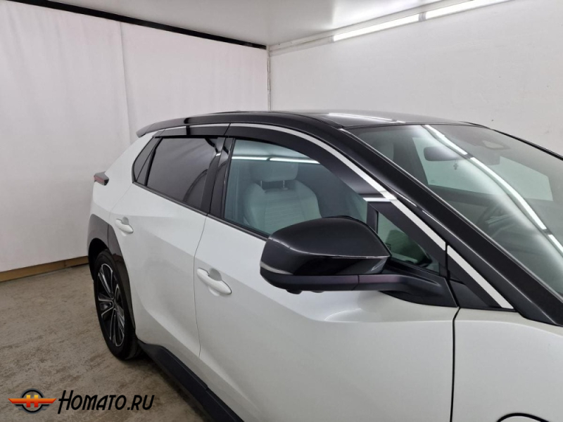 Дефлекторы Toyota bZ 2025+ | с хром молдингом, из 8 частей, премиум, плоские, 2D