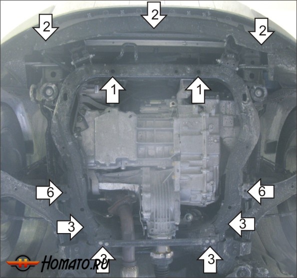 Защита картера Opel Antara 2012-2015 | двигатель + КПП, 2 мм, сталь | MOTODOR | 03037