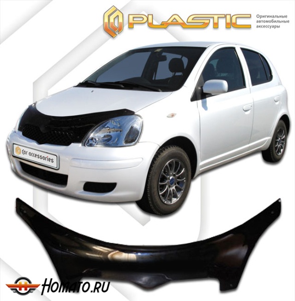 Дефлектор капота Toyota Vitz 1 1999-2005 (P10) | exclusive, черный