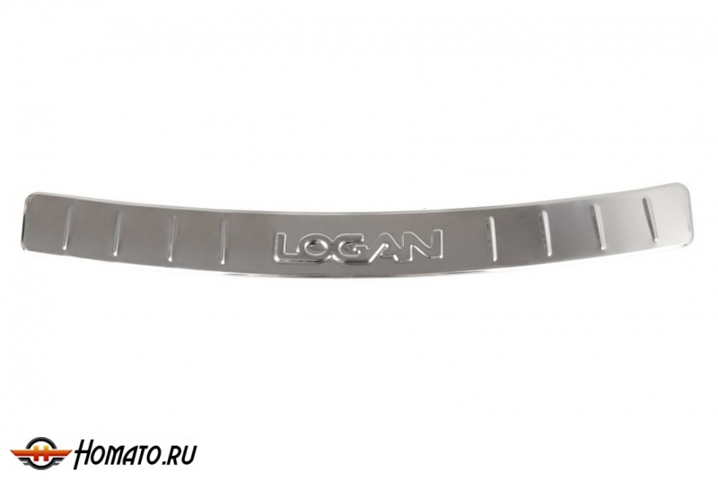 Накладка на задний бампер для Рено Логан 2 2014+/2018+ | зеркальная нержавейка