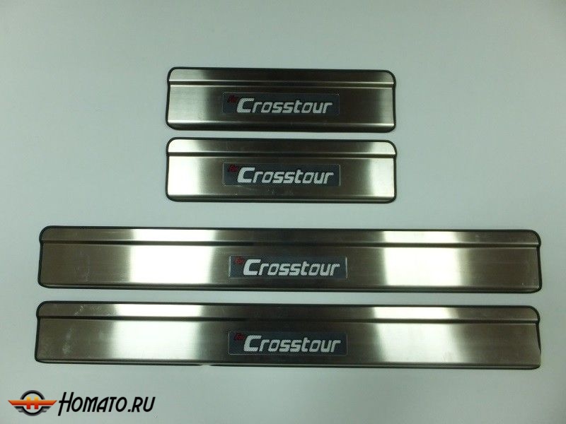 Накладки на дверные пороги с логотипом и LED подсветкой, нерж. для HONDA Crosstour "10-