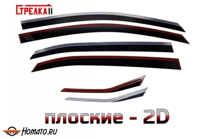 Дефлекторы Джетур Х50 2025+ | с хром молдингом, из 6 частей, премиум, плоские, 2D