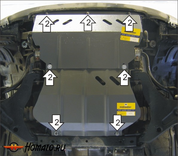 Защита картера Mitsubishi L 200 2014-2015 | двигатель + передний дифференциал + радиатор, 3 мм, сталь | MOTODOR | 11313