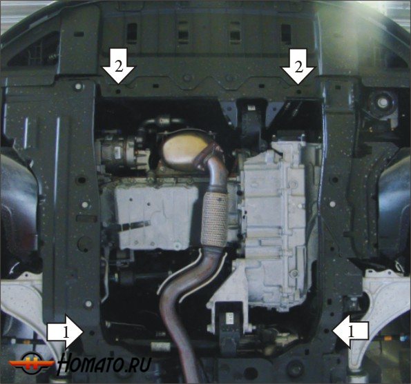 Защита картера Opel Astra J 2009-2015 | двигатель + КПП, 2 мм, сталь | MOTODOR | 03028