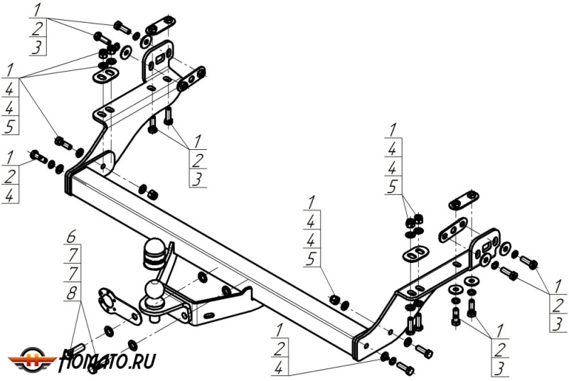 Фаркоп Jac T9 2024- | шар FE, нагрузка 100/2500 | MOTODOR | 98304-FE