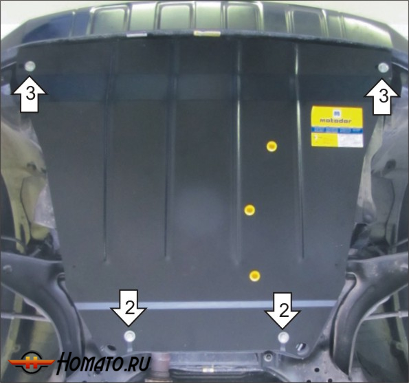Защита картера Ford Escape 2007-2009 | двигатель + КПП, 2 мм, сталь | MOTODOR | 00743
