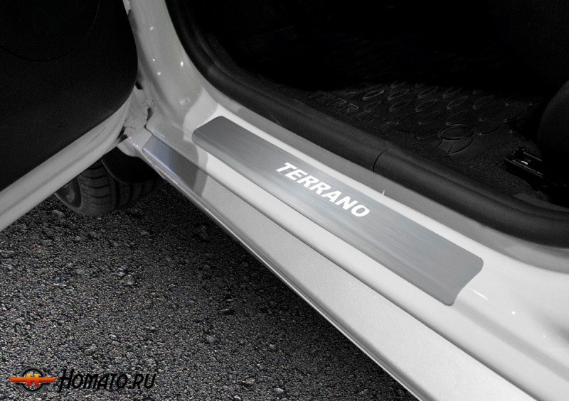 Накладки на пороги для Nissan Terrano 2014+/2017+ | нержавейка, Rival