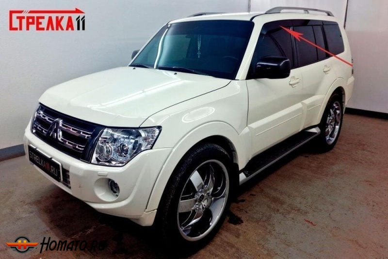 Дефлекторы Mitsubishi Pajero 4 2007+/2011+/2014+ | премиум, плоские, 2D