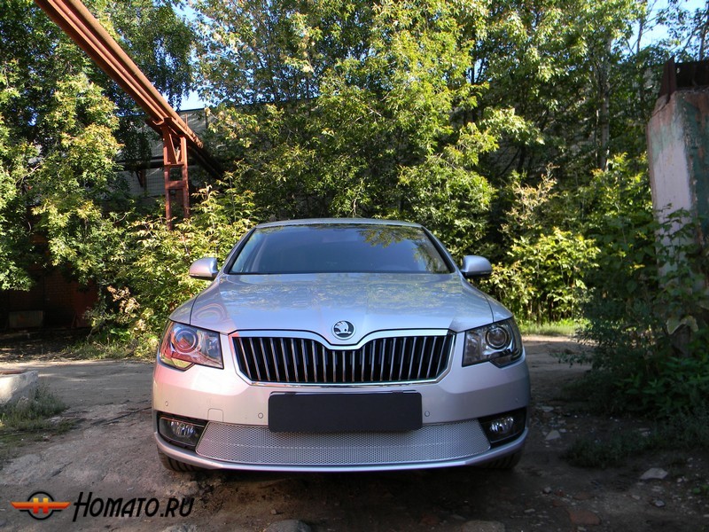 Защита радиатора для Skoda Superb (2014-2015) рестайл | Премиум