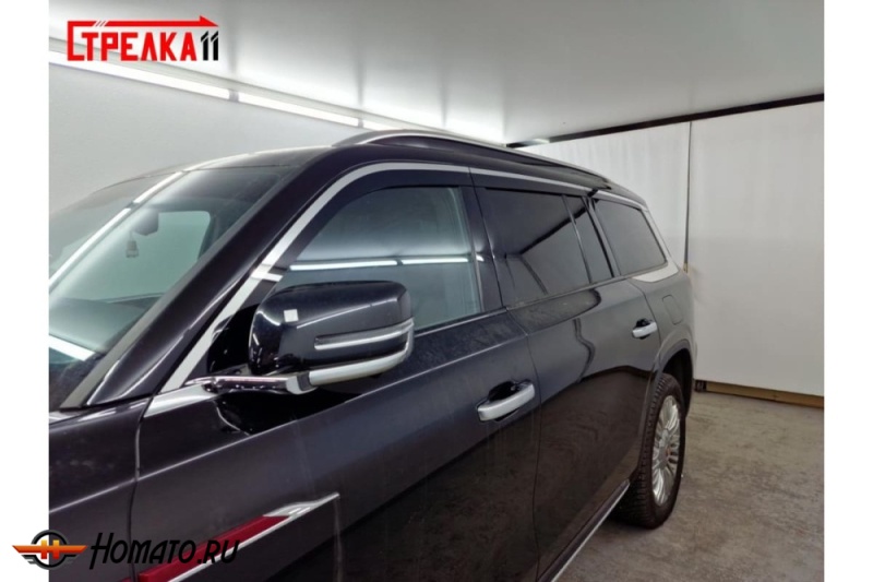 Дефлекторы Хончи ЛС7 2022+ | с хром молдингом, из 6 частей, премиум, плоские, 2D