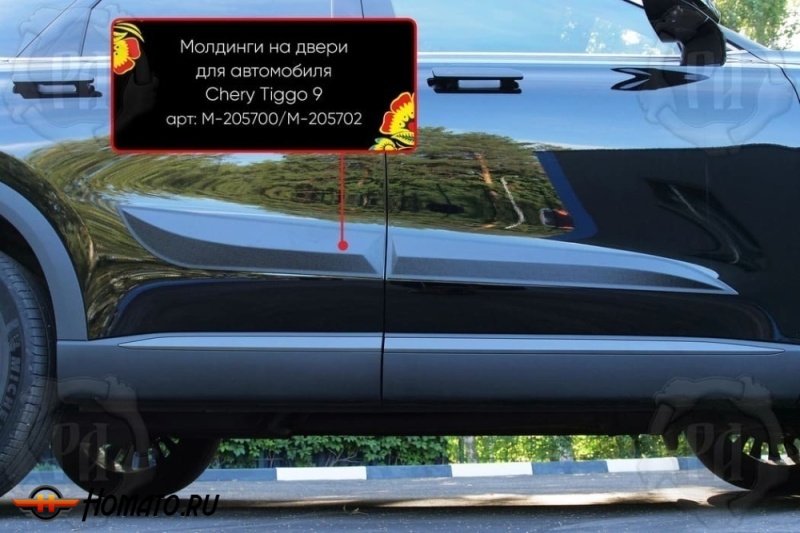 Молдинги на двери для Чери Тигго 9 2024+ | шагрень