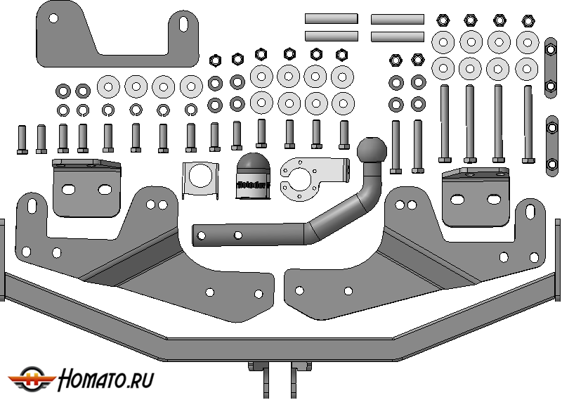 Фаркоп Hyundai H-1/ Starex/ Grand Starex 2008-2022 | шар A - оцинкованный, нагрузка 100/1500 | MOTODOR | 90912-A