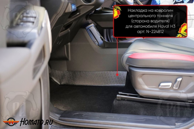 Накладки на ковролин центрального тоннеля для Haval H3 2024+ | 2 штуки