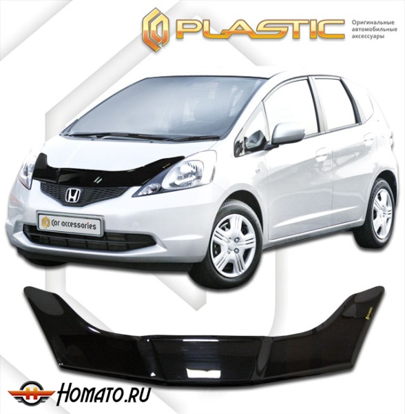 Дефлектор капота Honda Fit 2 2008-2013 (GE6, GE7, GE8, GE9) | черный