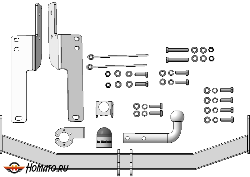 Фаркоп Toyota Land Cruiser Prado 150 2009-2014 | шар A - оцинкованный, нагрузка 75/1500 | MOTODOR | 92509-A