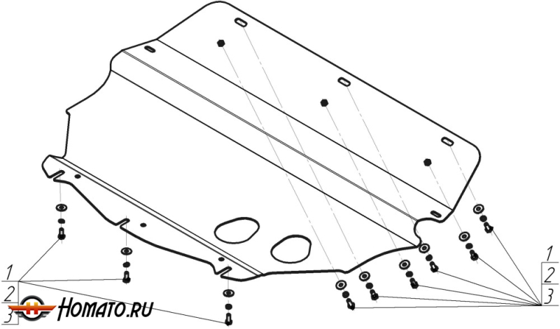 Защита картера Volkswagen Tiguan 2007-2011 | двигатель + КПП, 3 мм, сталь | MOTODOR | 12705