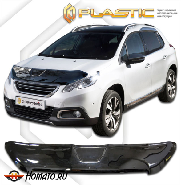 Дефлектор капота Peugeot 2008 2014-2016 | черный