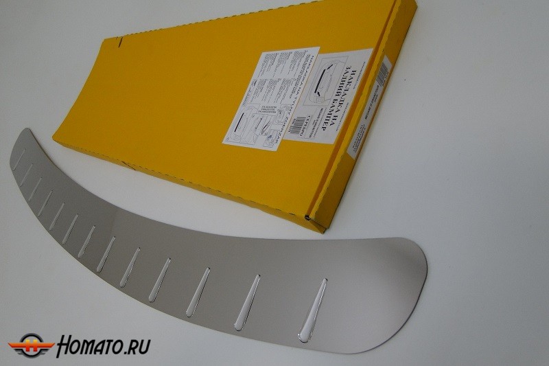 Накладка на задний бампер для Renault Megane 3 2009+ (универсал) | нержавейка + силиконовые вставки, без загиба