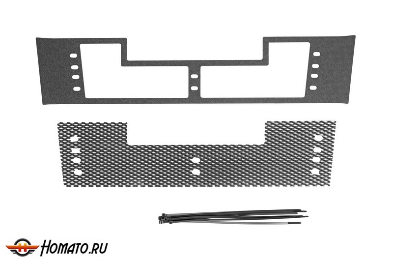 Защитная сетка переднего бампера Mitsubishi Pajero 4 (2014+) рестайл-2 | шагрень