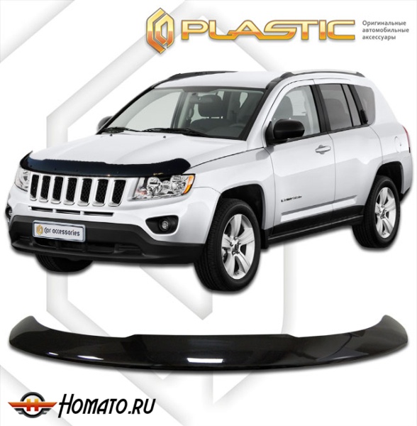 Дефлектор капота Jeep Compass рестайлинг 2011-2015 (MK49) | черный