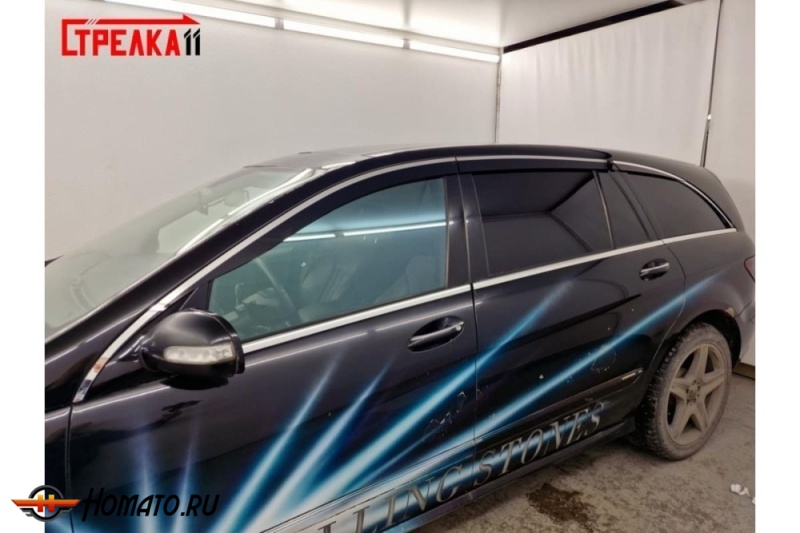Дефлекторы Mercedes R-class (W251) 2005-2013 | премиум, плоские, 2D