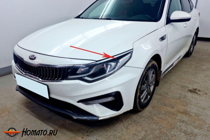 Накладки на фары для Киа Оптима 4 2014-2020 | 2 штуки, декор