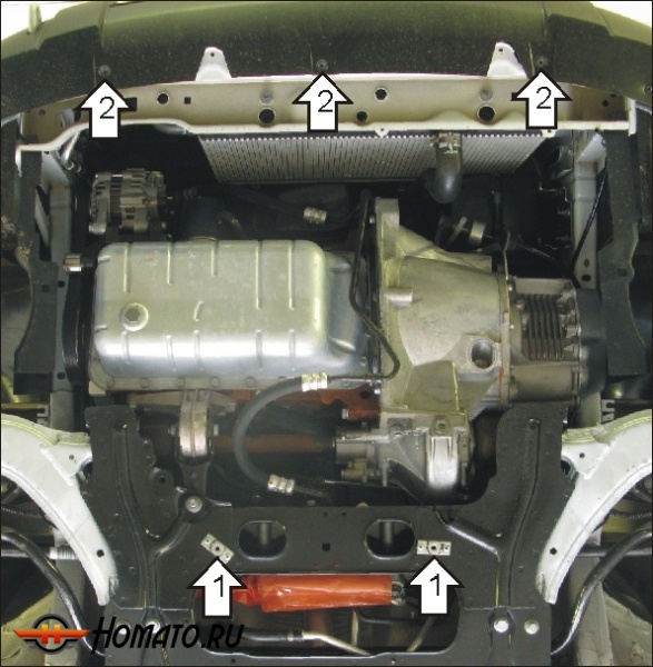Защита картера Citroen Berlingo 2002-2008 | двигатель + КПП, 2 мм, сталь | MOTODOR | 01603