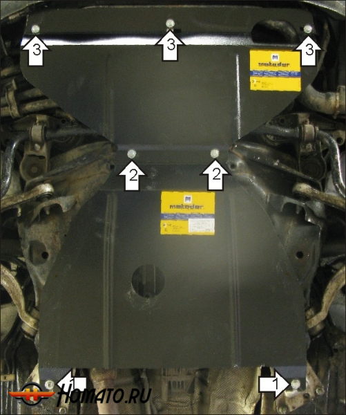 Защита картера Audi A6 2001-2004 | двигатель + КПП, 2 мм, сталь | MOTODOR | 00127