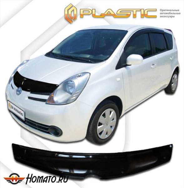 Дефлектор капота Nissan Note 2004-2008 (правый руль) | черный