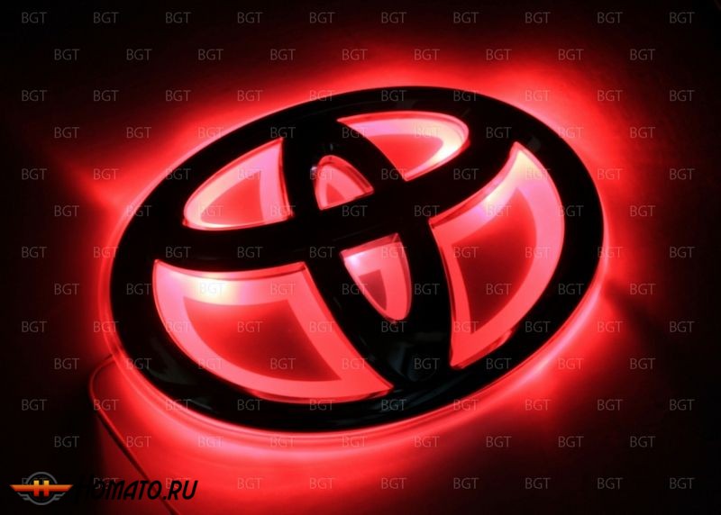 Эмблема со светодиодной подсветкой Toyota красного цвета «120x80»