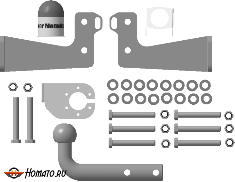 Фаркоп Nissan Pathfinder 2005-2010 | шар A - оцинкованный, нагрузка 75/1500 | MOTODOR | 91407-A