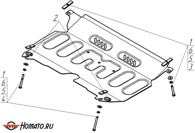 Защита картера Toyota Camry 2011-2014 | двигатель + КПП, 2 мм, сталь | MOTODOR | 72502