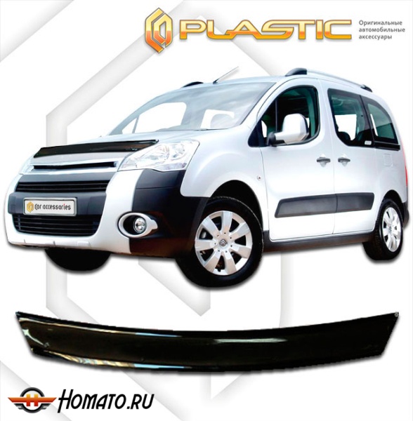 Дефлектор капота Peugeot Partner TEPEE 2009- | черный