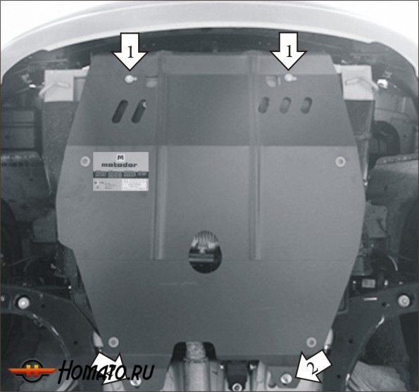 Защита картера Daewoo Nexia 2003-2007 | двигатель + КПП, 2 мм, сталь | MOTODOR | 00511