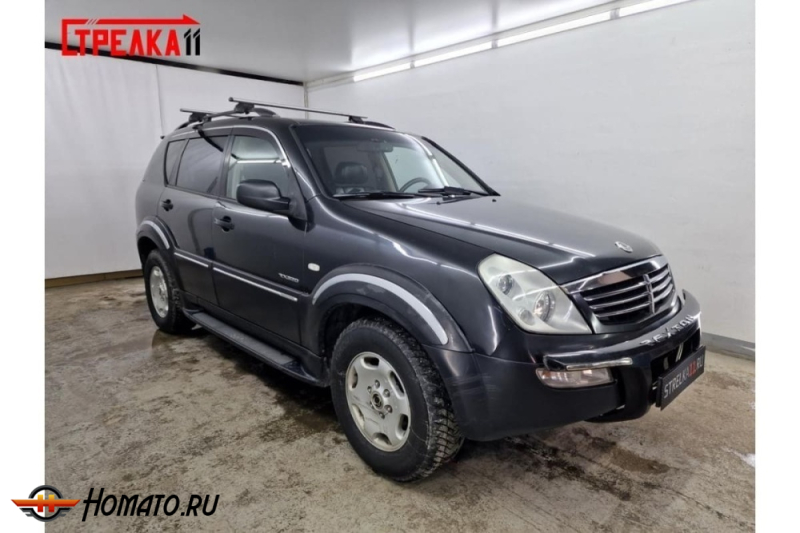 Дефлекторы Ссангйонг Рекстон 1 2003-2007 | с хром молдингом, из 6 частей, премиум, плоские, 2D