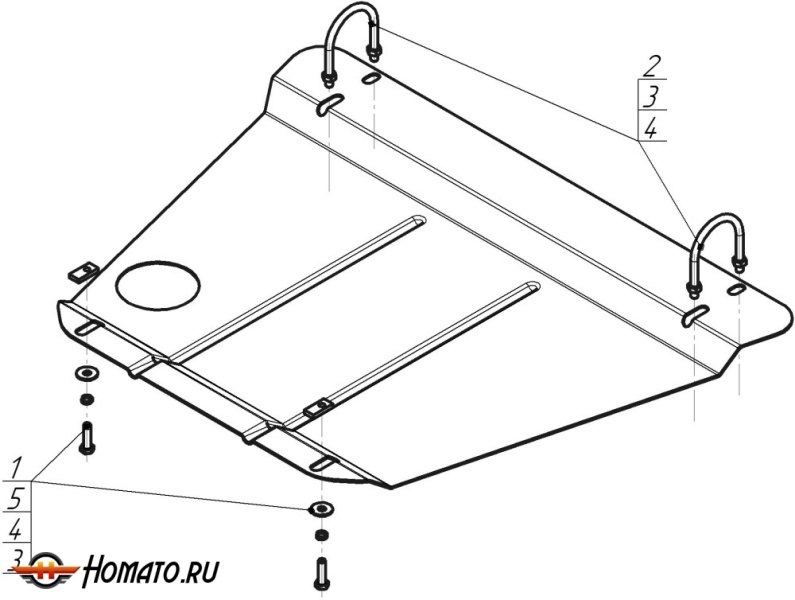 Защита картера Audi 100 1990-1994 | двигатель, 2 мм, сталь | MOTODOR | 00109