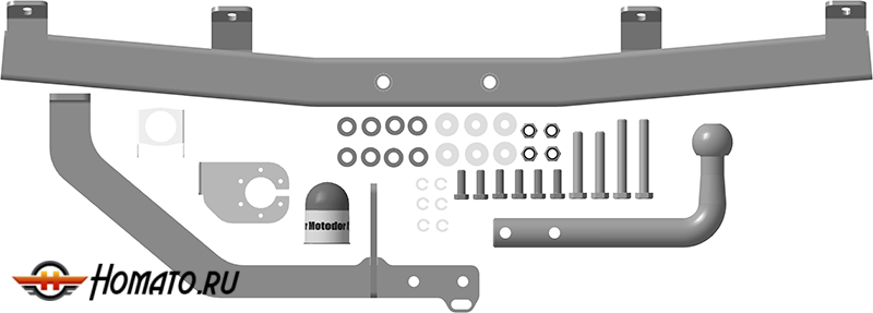 Фаркоп Chevrolet Niva 2002-2009 | шар A - оцинкованный, нагрузка 75/1500 | MOTODOR | 93001-A