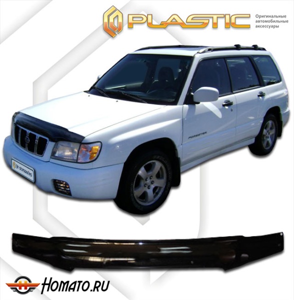 Дефлектор капота Subaru Forester рестайлинг SF5, SF9 2000-2002 | черный
