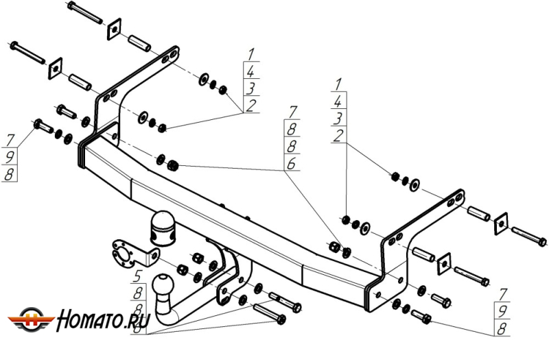 Фаркоп Renault Kaptur 2020-2022 | шар A - оцинкованный, нагрузка 75/1200 | АвтоСтандарт | R105A