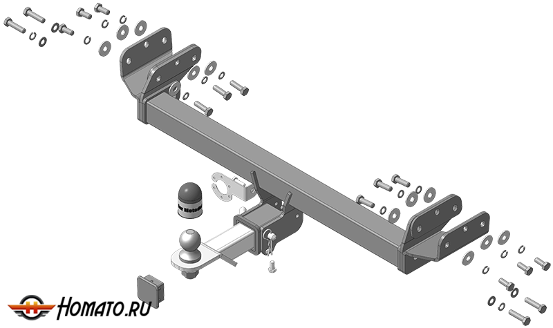 Фаркоп Tenet T7 | шар E - быстросъемный под квадрат, нагрузка 75/1500 | MOTODOR | 99032-E